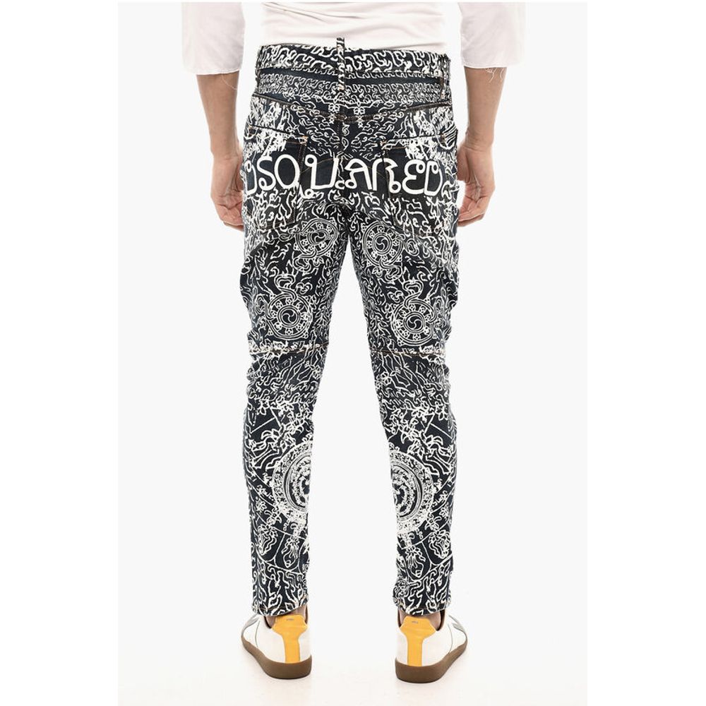 Dsquared² Slim Fit High Waisted Jeans With Allover Print 16 cm - Image 2