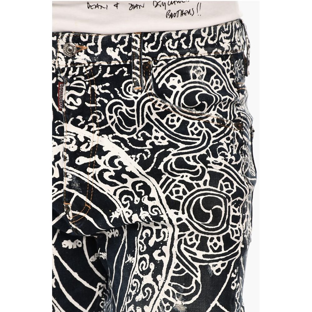 Dsquared² Slim Fit High Waisted Jeans With Allover Print 16 cm - Image 3