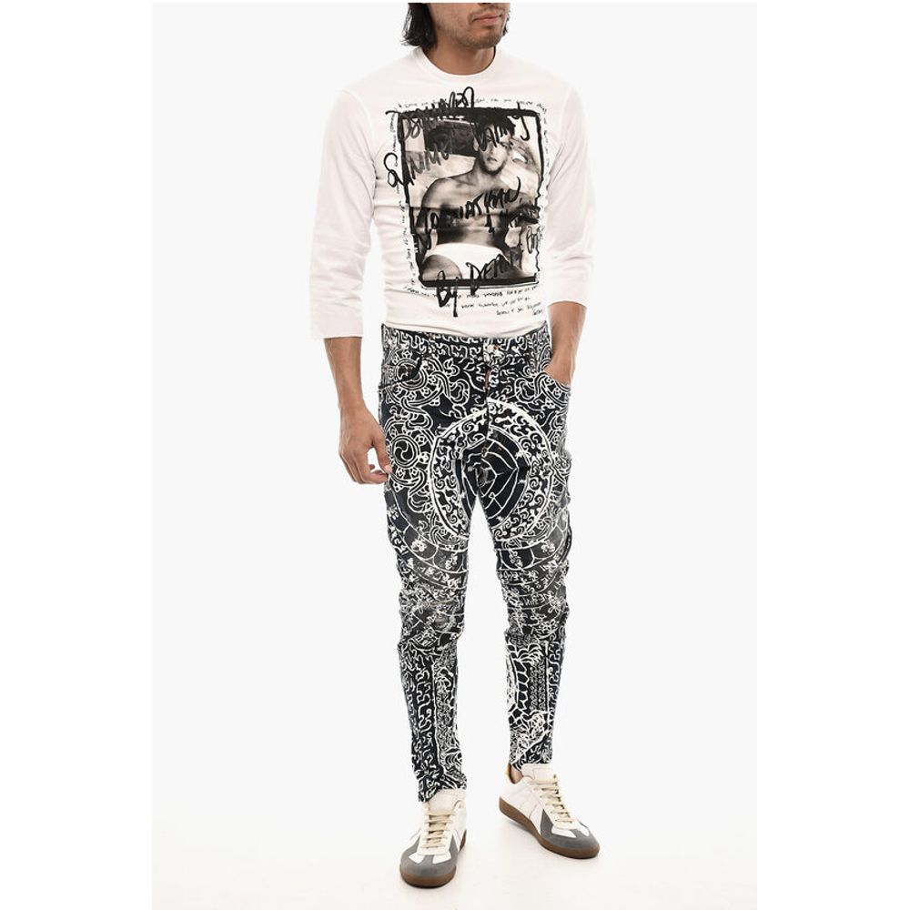Dsquared² Slim Fit High Waisted Jeans With Allover Print 16 cm - Image 4