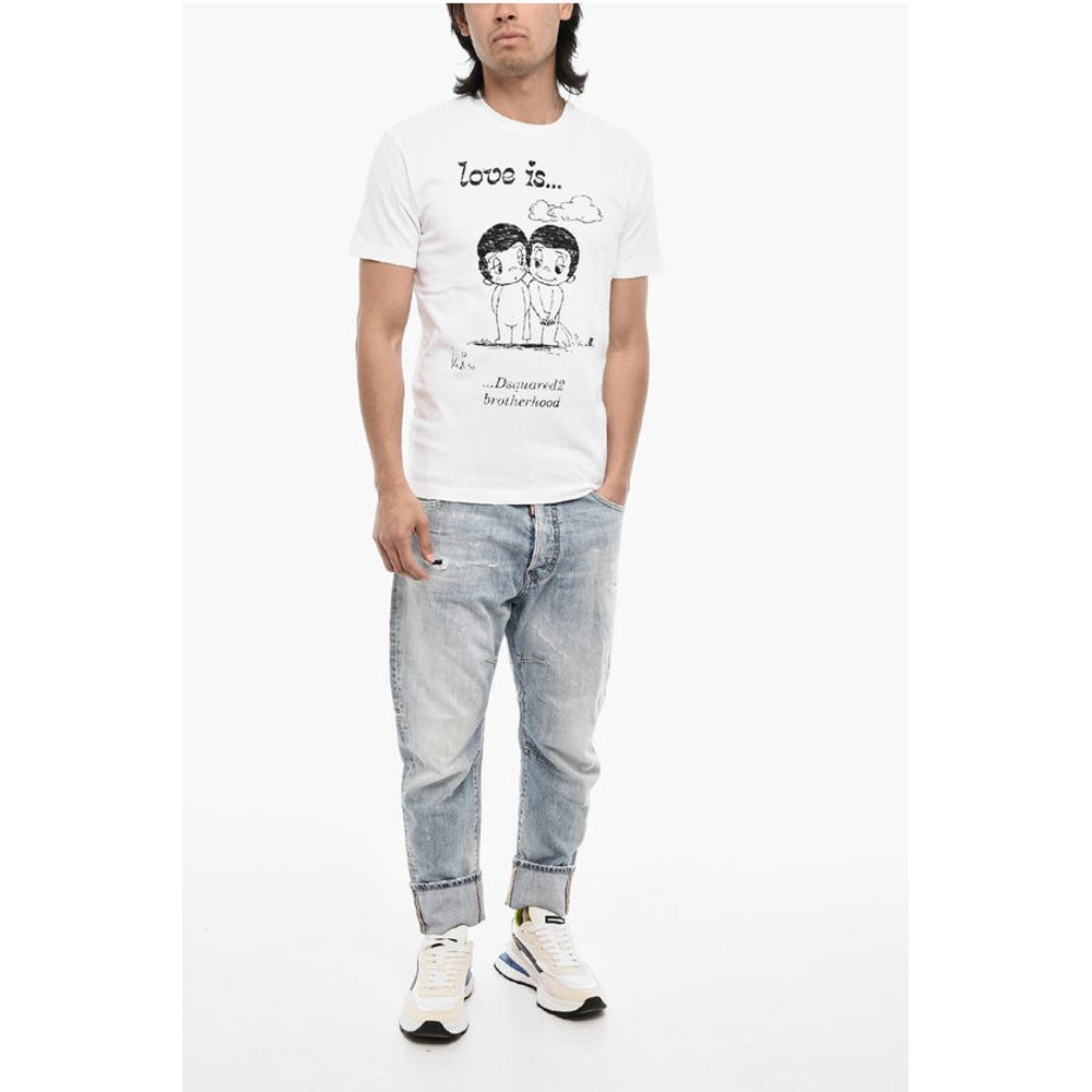 Dsquared² Cotton Crew-neck T-shirt with Embossed Print - Image 4