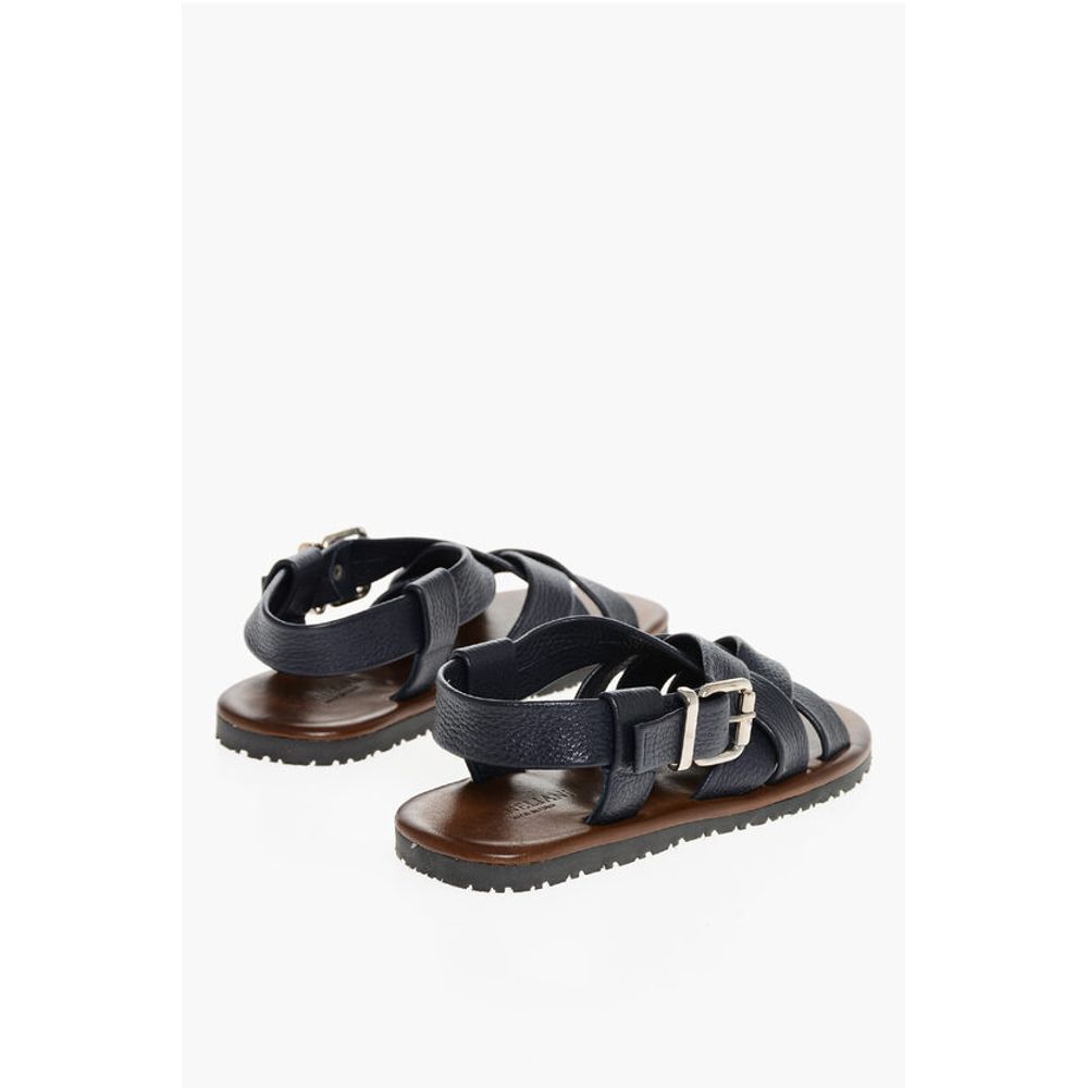 Corneliani Hammered Leather Criss-cross Sandals - Image 2
