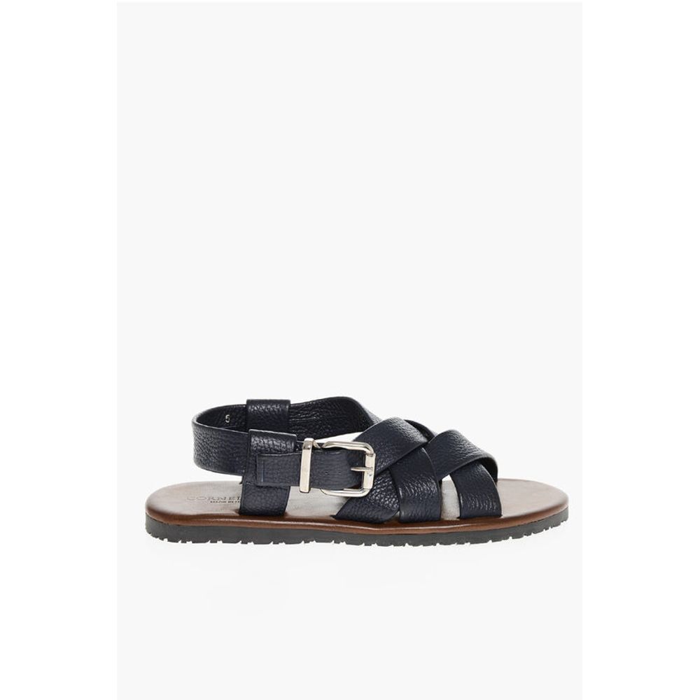 Corneliani Hammered Leather Criss-cross Sandals - Image 3