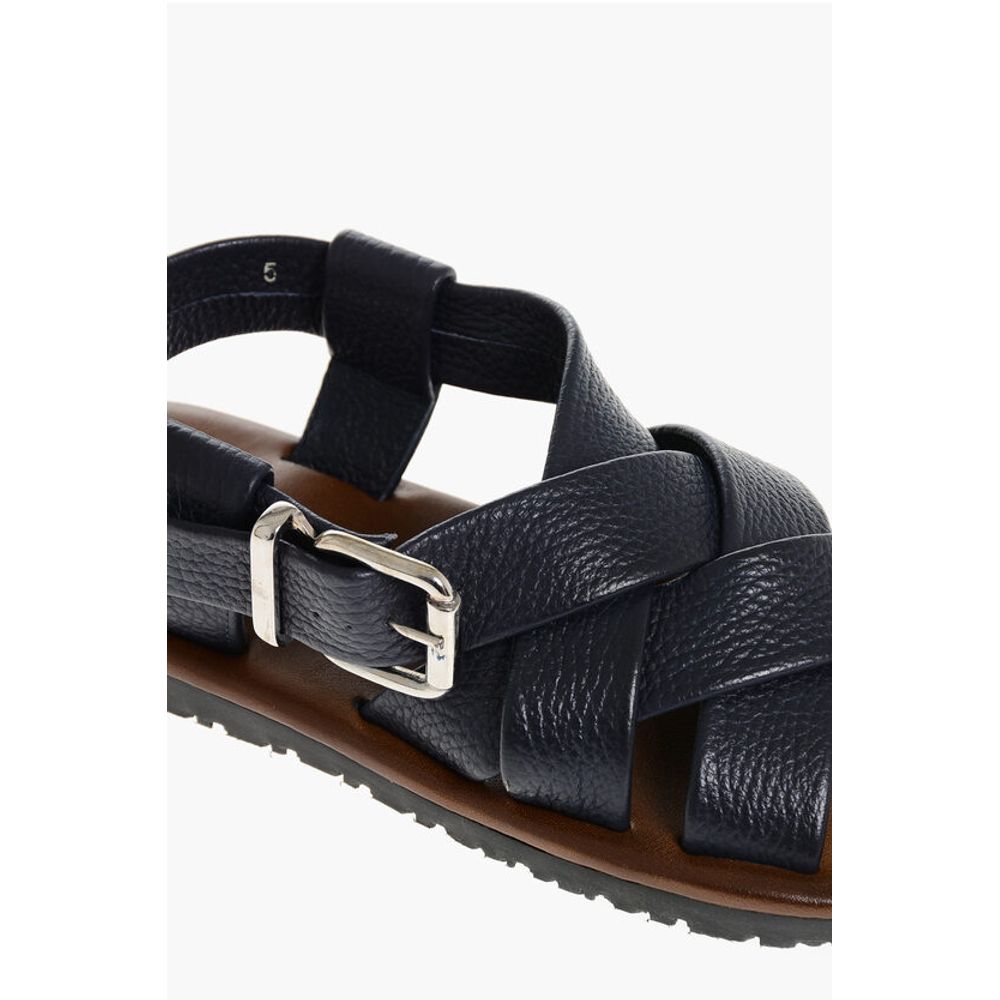 Corneliani Hammered Leather Criss-cross Sandals - Image 4