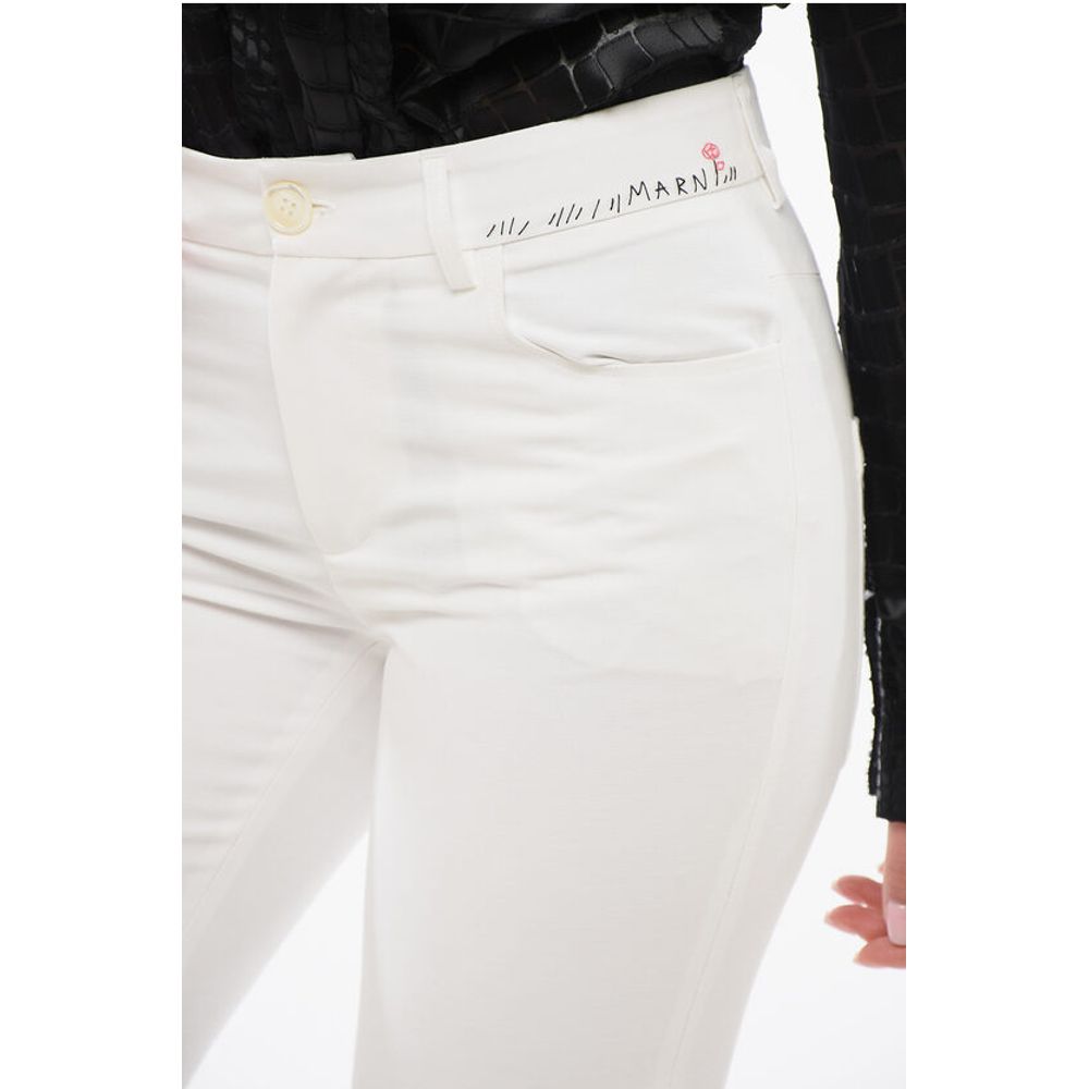Marni Flared Cropped Pants with Embroidered Logo - Image 3