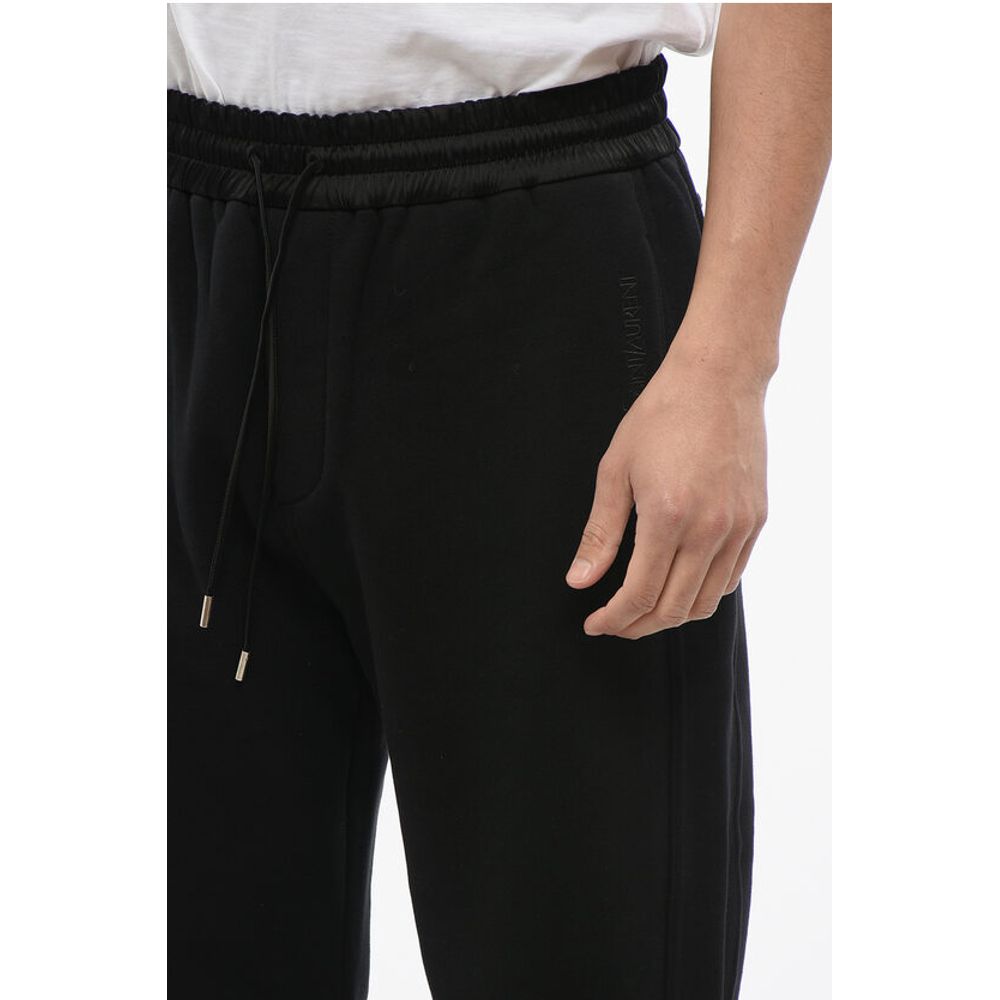 Saint Laurent Cuffed Fleeced Cotton Sweatpants with Nylon Detail - Image 3