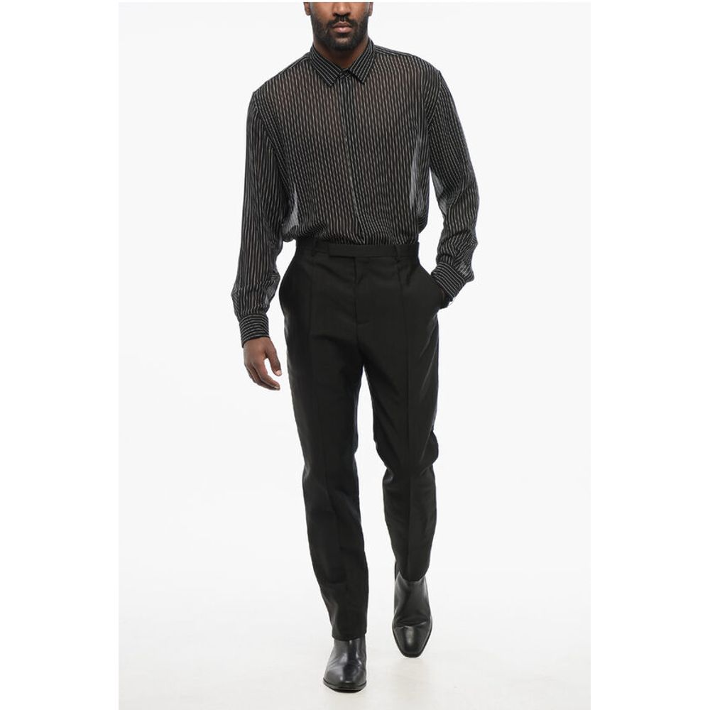 Saint Laurent 4-Pocketed Wool Blend Pants with Hidden Closure - Image 4