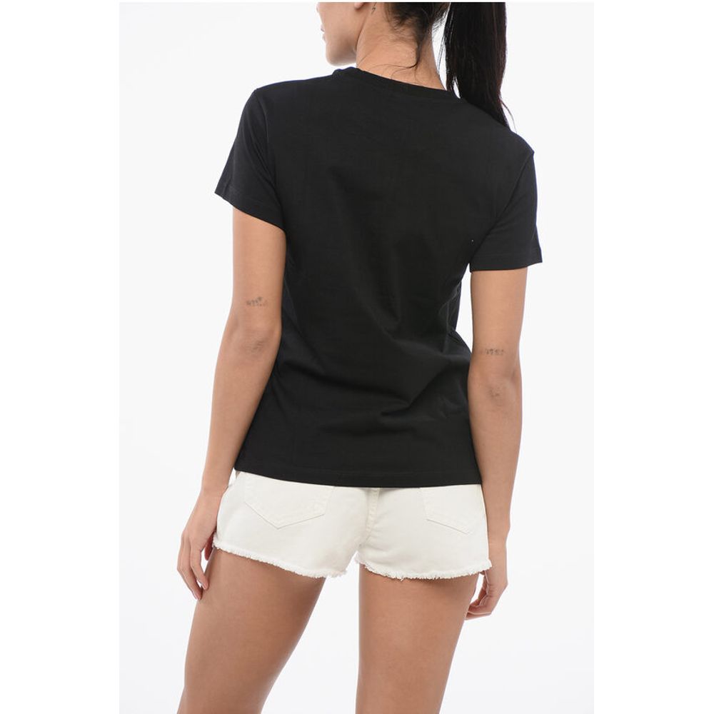 PINKO Cotton Crew-neck TRAPANI T-shirt with Contrasting Hearts - Image 2