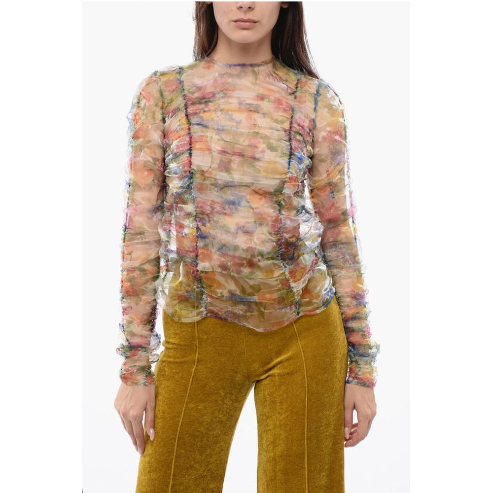 Viktor & Rolf Floral Print Sheer RIPPLE REFLECTION Long Sleeved Top