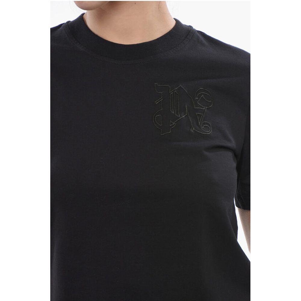 Palm Angels Cropped T-shirt With Embroidered Logo - Image 3