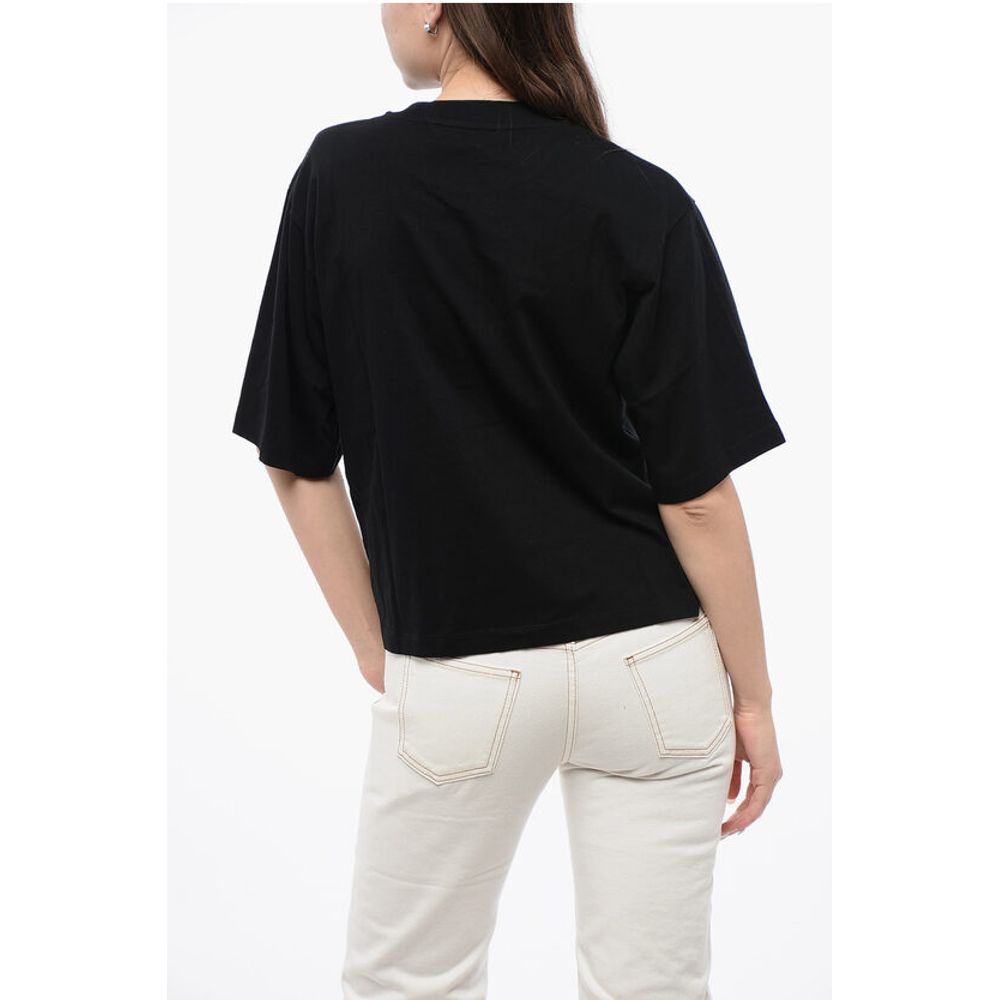 Off-White Cotton Crew-neck T-shirt With Contrast Embroidery - Image 2