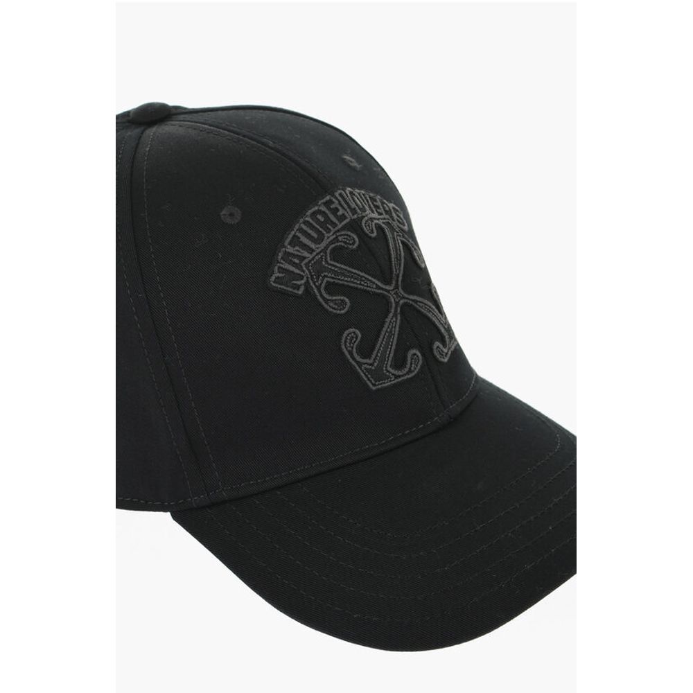 Off-White Solid Color Cap with Embossed Details - Image 2