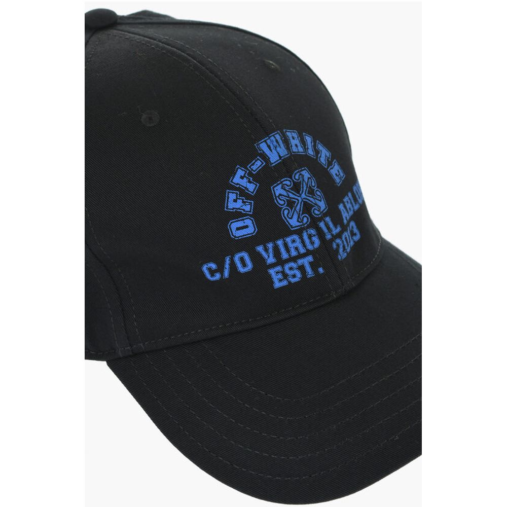 Off-White Solid Color Cap with Contrasting Logo - Image 2