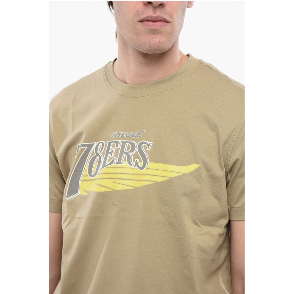 Diesel RED TAD Cotton T-DIEGOR-K75 Crew-neck T-shirt with Contrast - Image 3