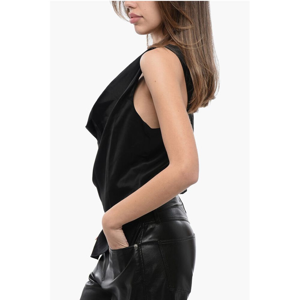 Nanushka Satin Asymmetrical Cut Top - Image 2