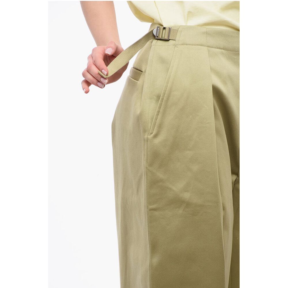 Burberry Single-pleated Cotton Pants with Ankle Straps - Image 2