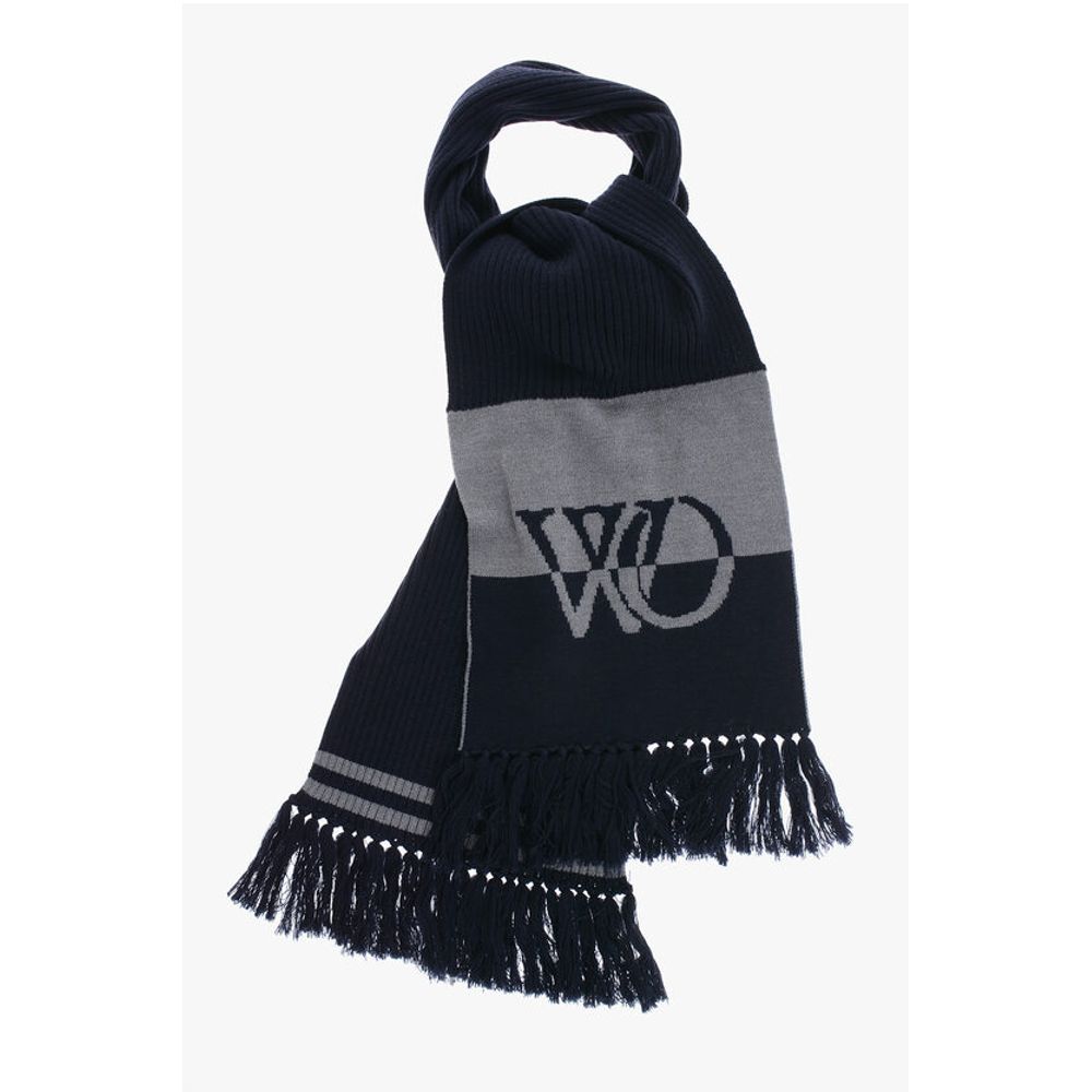 Off-White Two-Tone Virgin Wool Scarf with Fringes