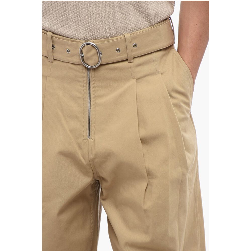 Jil Sander Double-pleated Baggy Fit Cotton Pants - Image 3