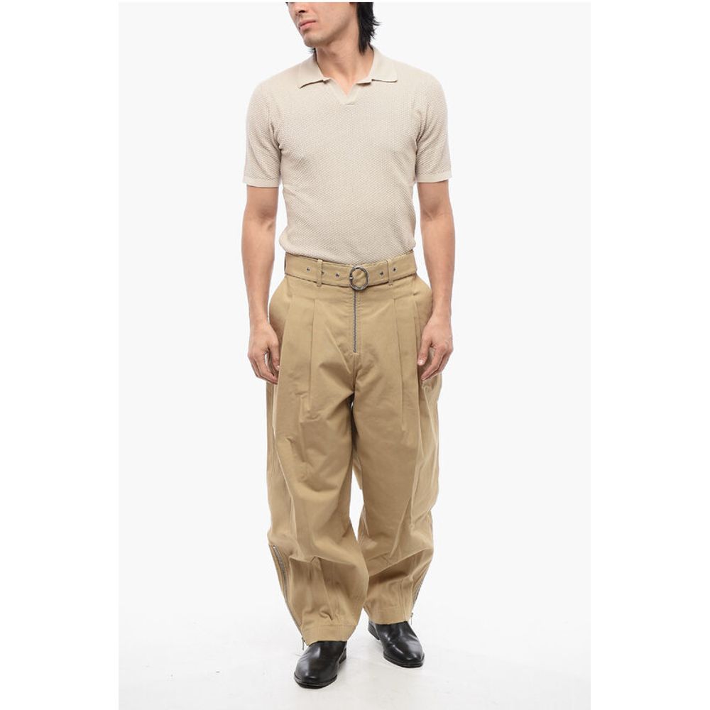 Jil Sander Double-pleated Baggy Fit Cotton Pants - Image 4
