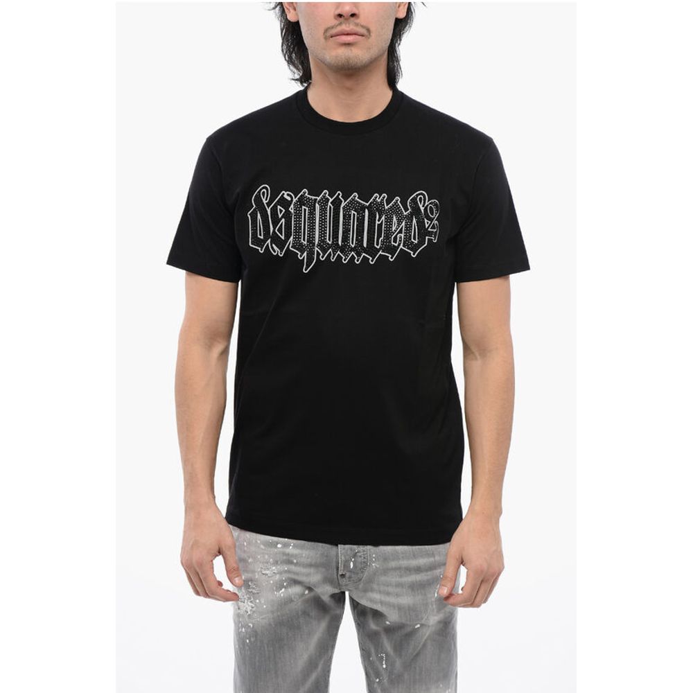Dsquared² Cotton D2 GOTHIC Loose Fit T-Shirt with Rhinestones