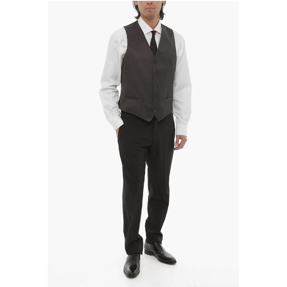 Corneliani CC COLLECTION Wool Blend CERIM.RESET Waistcoat with Jetted P - Image 4