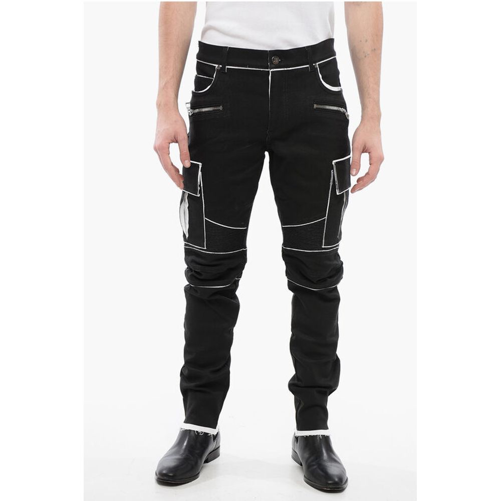 Balmain Coated Cotton Cargo Pants with Contrasting Details