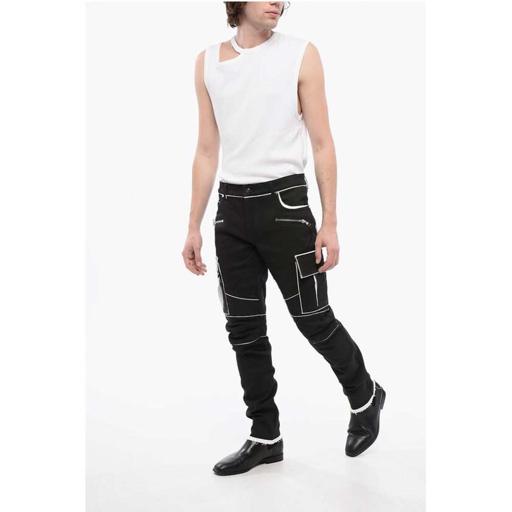 Balmain Coated Cotton Cargo Pants with Contrasting Details - Image 4