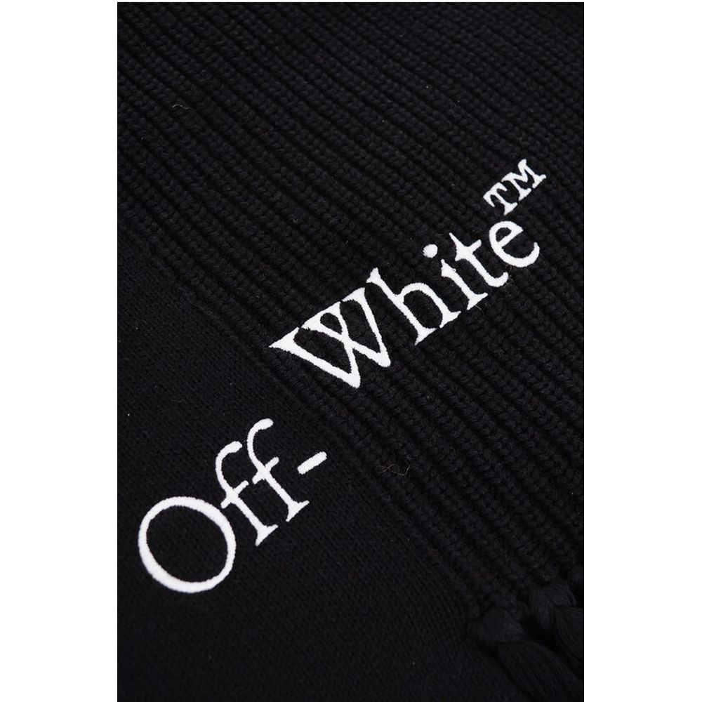 Off-White Asymmetrical Cotton and Cashmere Scarf with Fringes - Image 3