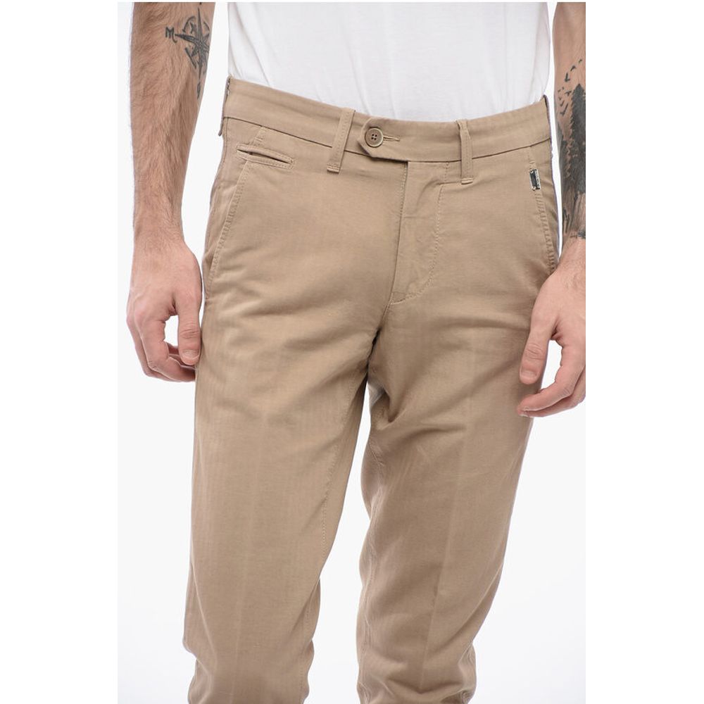 Corneliani ID Solid Color Cotton and Linen Chino Pants - Image 3