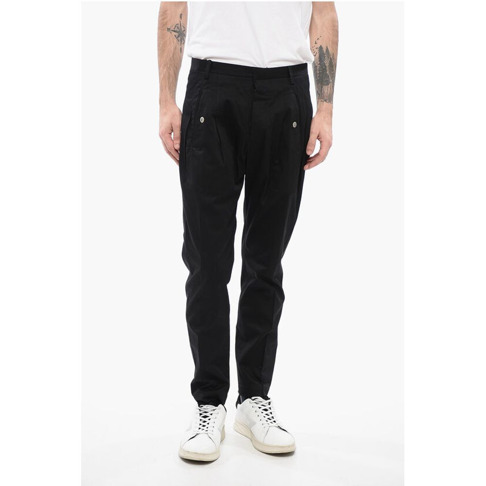 Corneliani TREND Cotton Single Pleat Pants with Hidden Closure