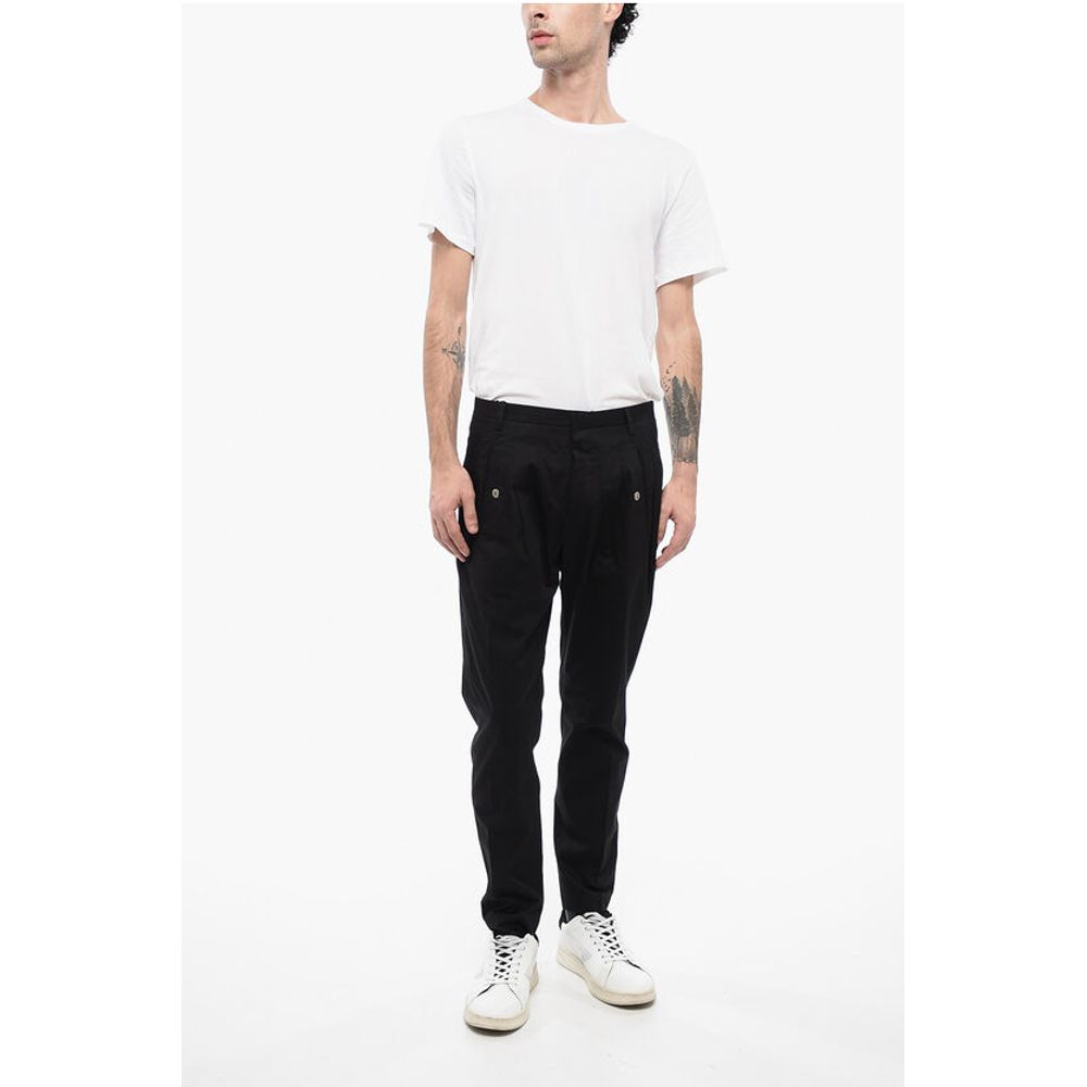 Corneliani TREND Cotton Single Pleat Pants with Hidden Closure - Image 4