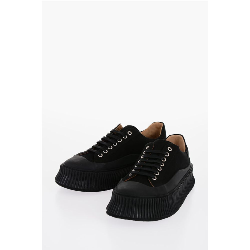 Jil Sander Lace-up Canvas Sneakers with Chunky Sole