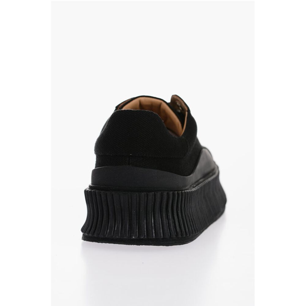 Jil Sander Lace-up Canvas Sneakers with Chunky Sole - Image 2