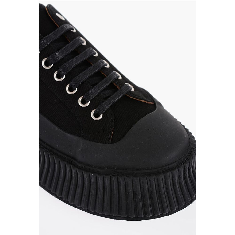 Jil Sander Lace-up Canvas Sneakers with Chunky Sole - Image 4