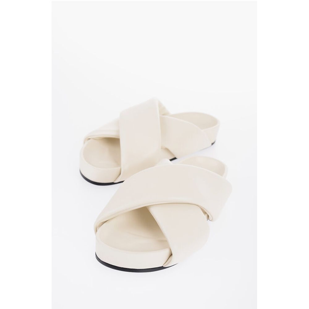 Jil Sander Criss Cross Designed Leather Sandals
