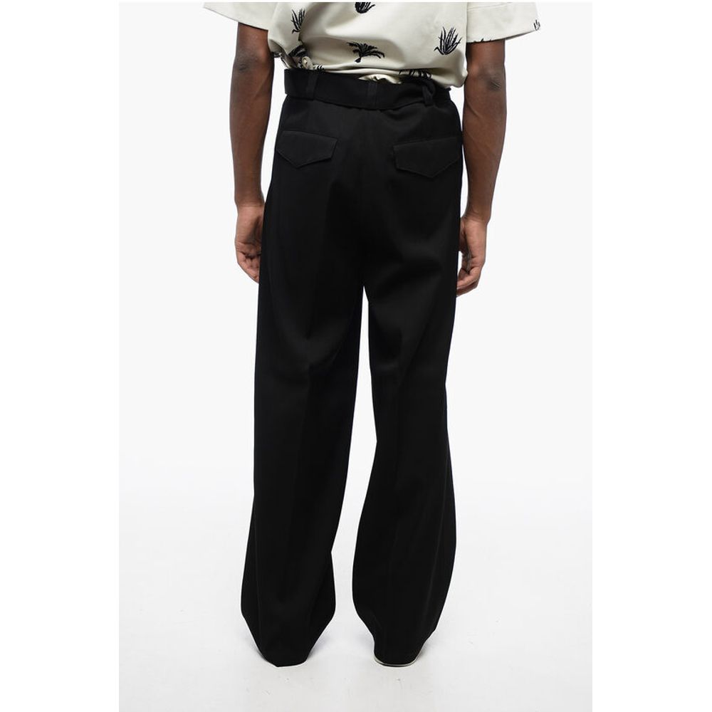 Jil Sander Single-pleated Virgin Wool Pants with Belt - Image 2