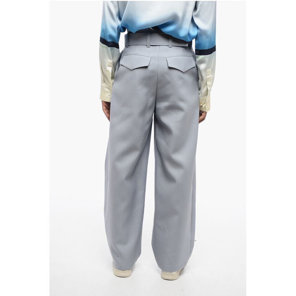 Jil Sander Double-pleated Wool Pants with Belt - Image 2