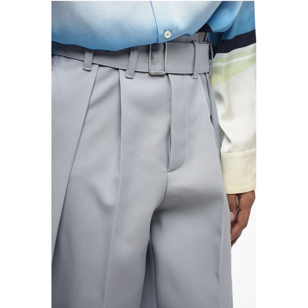 Jil Sander Double-pleated Wool Pants with Belt - Image 3