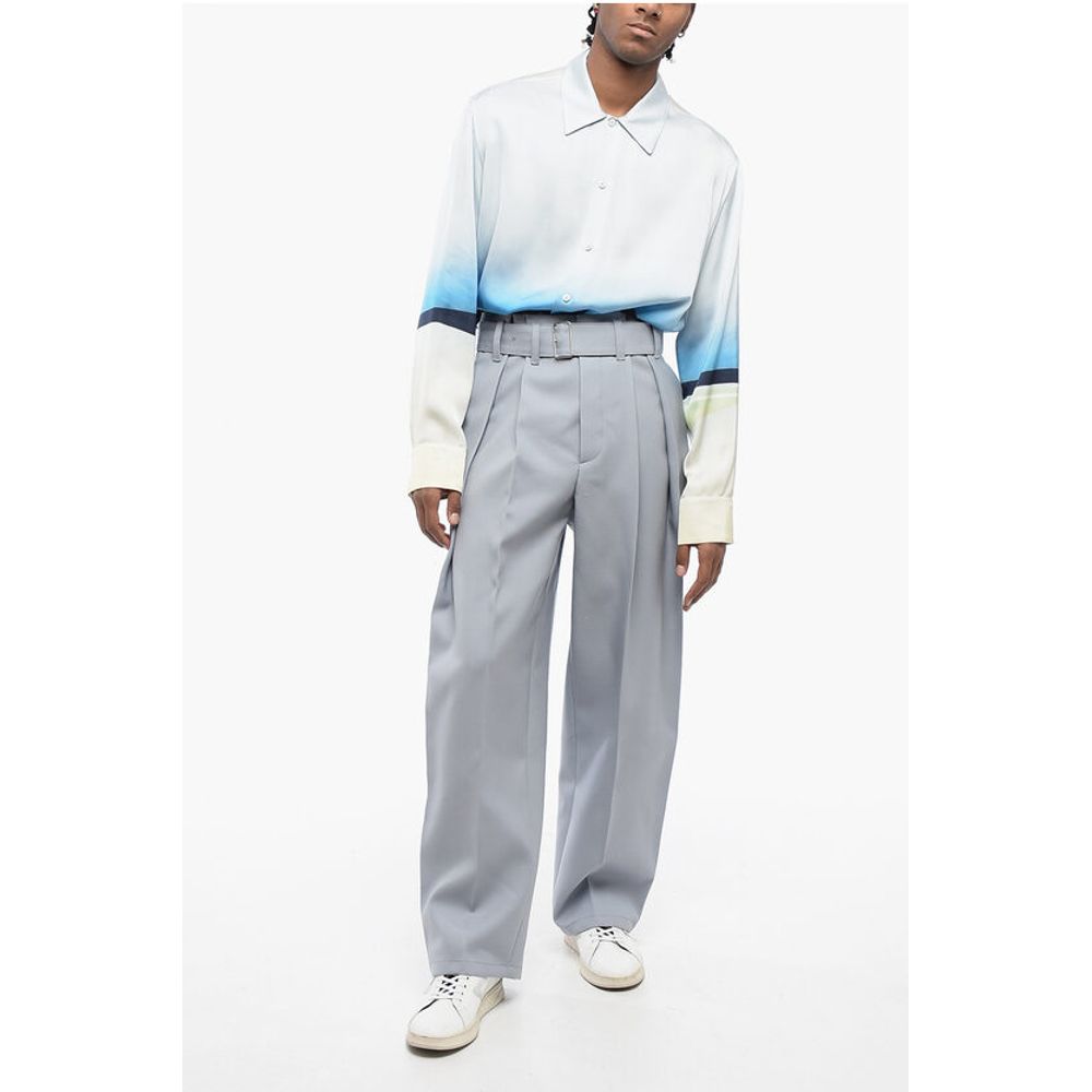 Jil Sander Double-pleated Wool Pants with Belt - Image 4