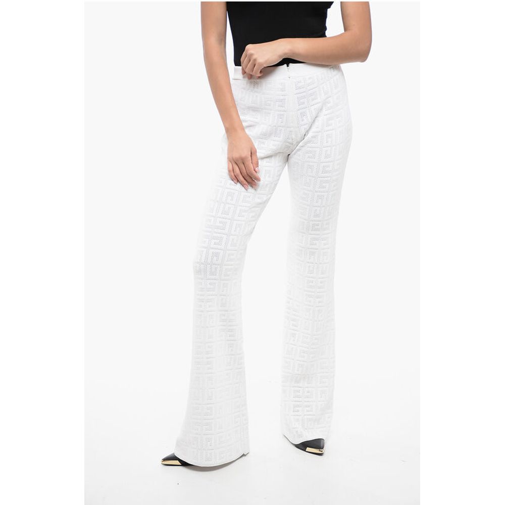 Givenchy Perforated Viscose Blend Flared Fit Pants with Monogram Moti