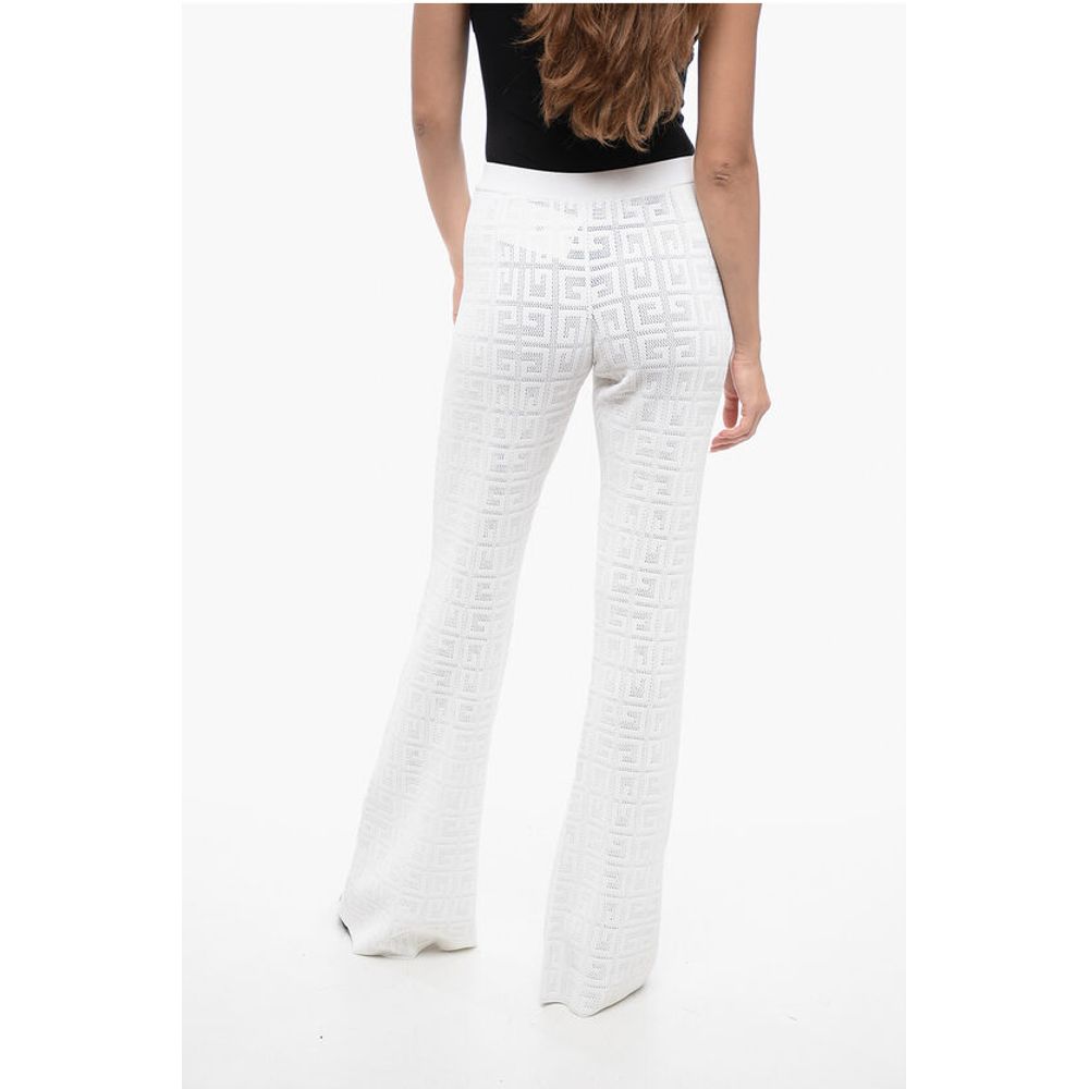 Givenchy Perforated Viscose Blend Flared Fit Pants with Monogram Moti - Image 2