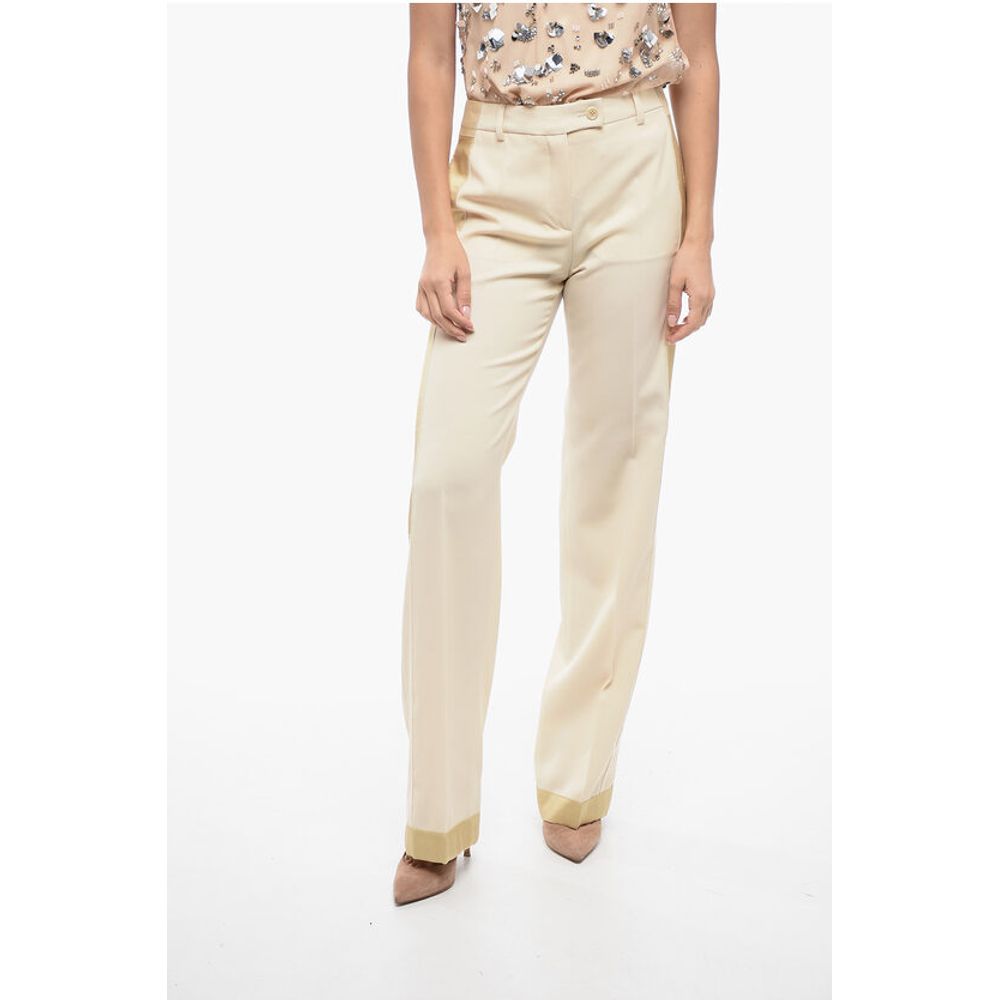 Moschino COUTURE Virgin Wool Tailoring Pants with Contrasting Detaili