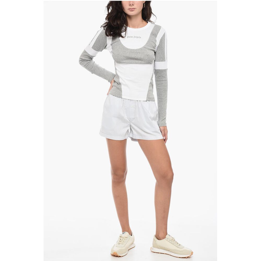 Palm Angels Long Sleeved CUT FITTED T-shirt With Contrasting Fabric - Image 4