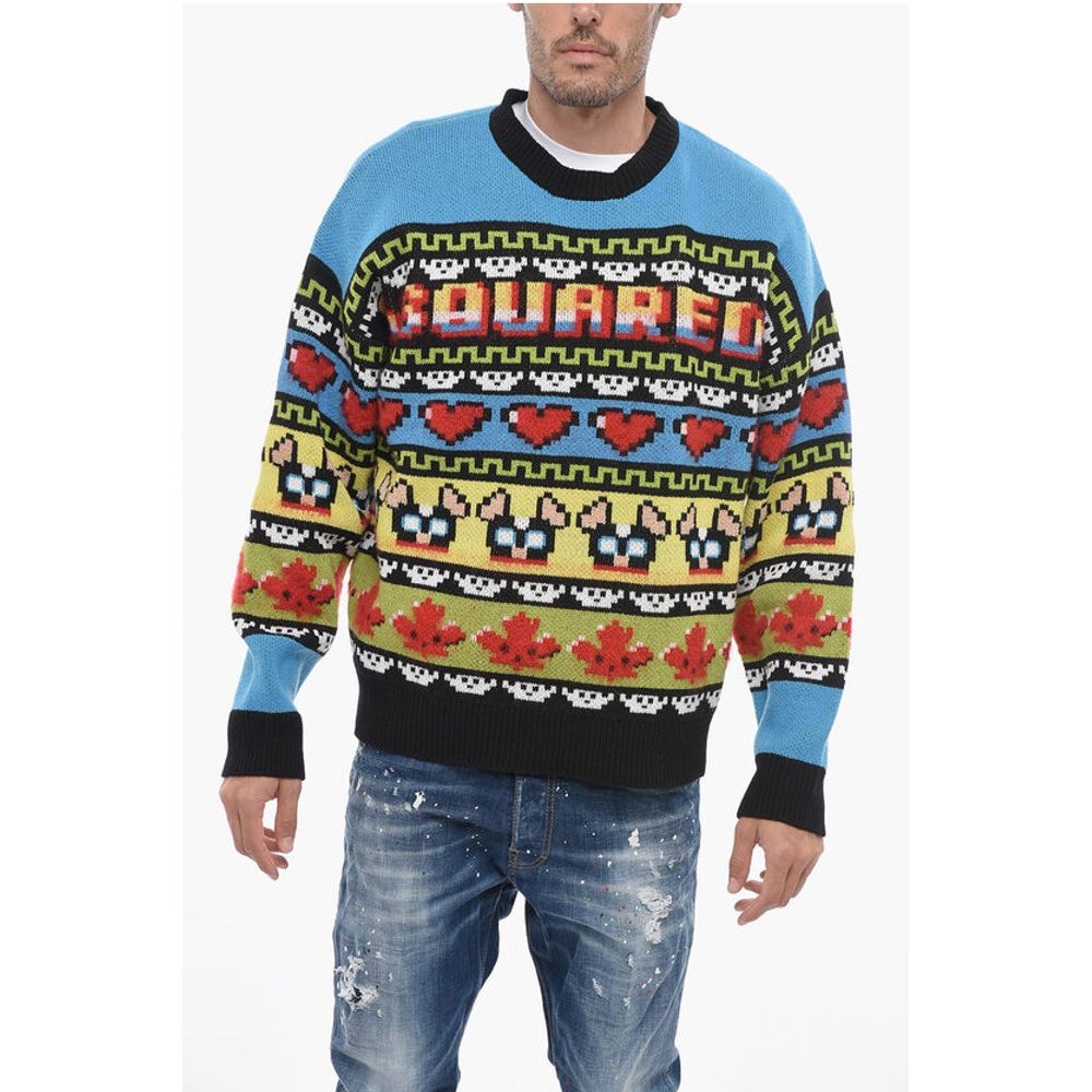 Dsquared² Mohair Blend CIRO Sweater with Graphic Embroidery