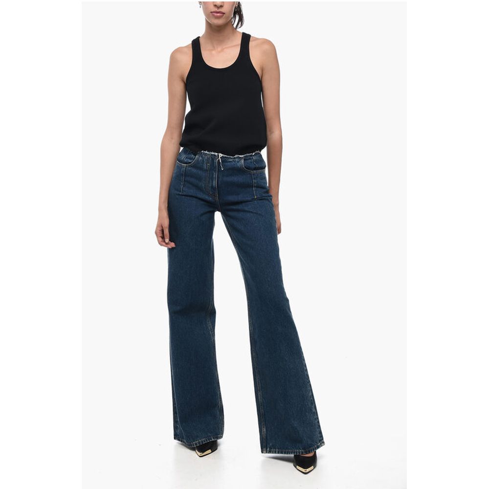 Givenchy Dark Wash Palazzo Denims with Raw-cut Detail 30cm - Image 4