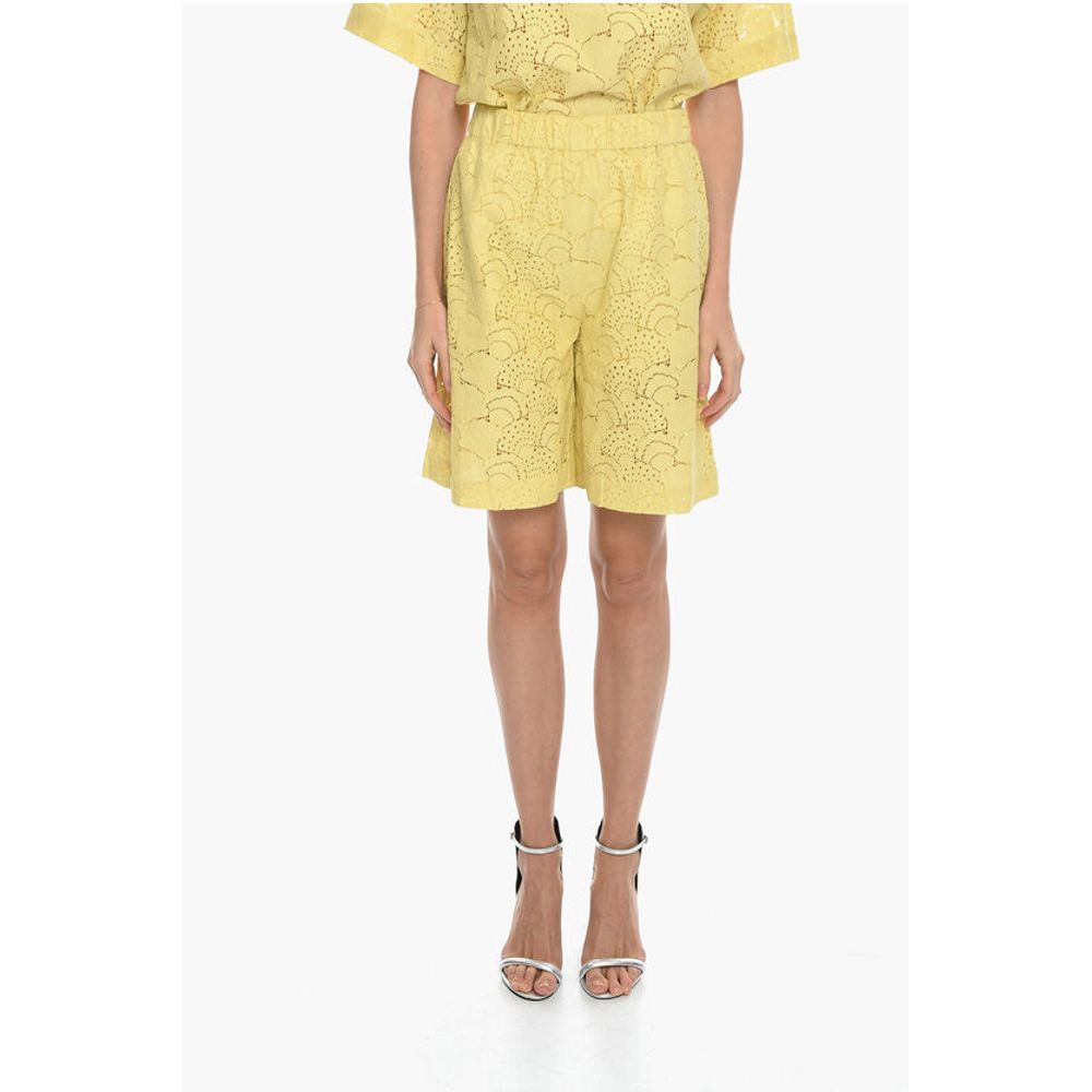 Samsoe Samsoe Solid Color KAREN Shorts with Perforated Motif