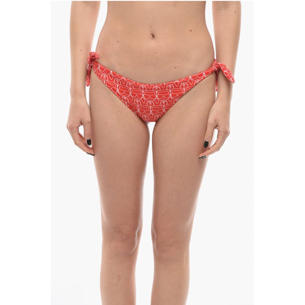 Karl Lagerfeld All-Over Iconic Printed Bikini Bottom With Knotted Laces