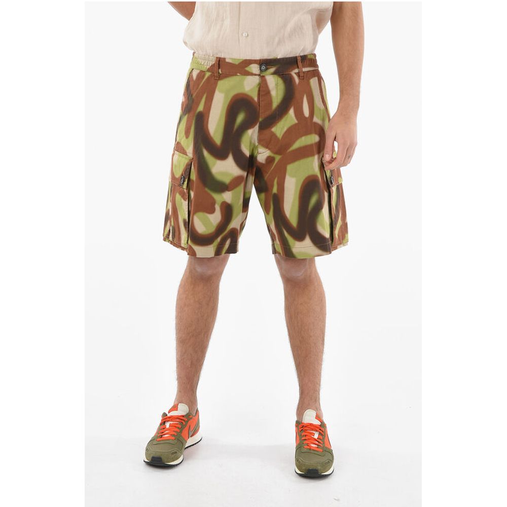 Dsquared² Camouflage Pattern Cargo Shorts with Elastic Waistband