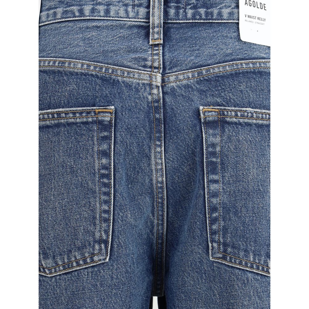 Agolde Blue Cotton Straight-Leg Jeans - Image 4