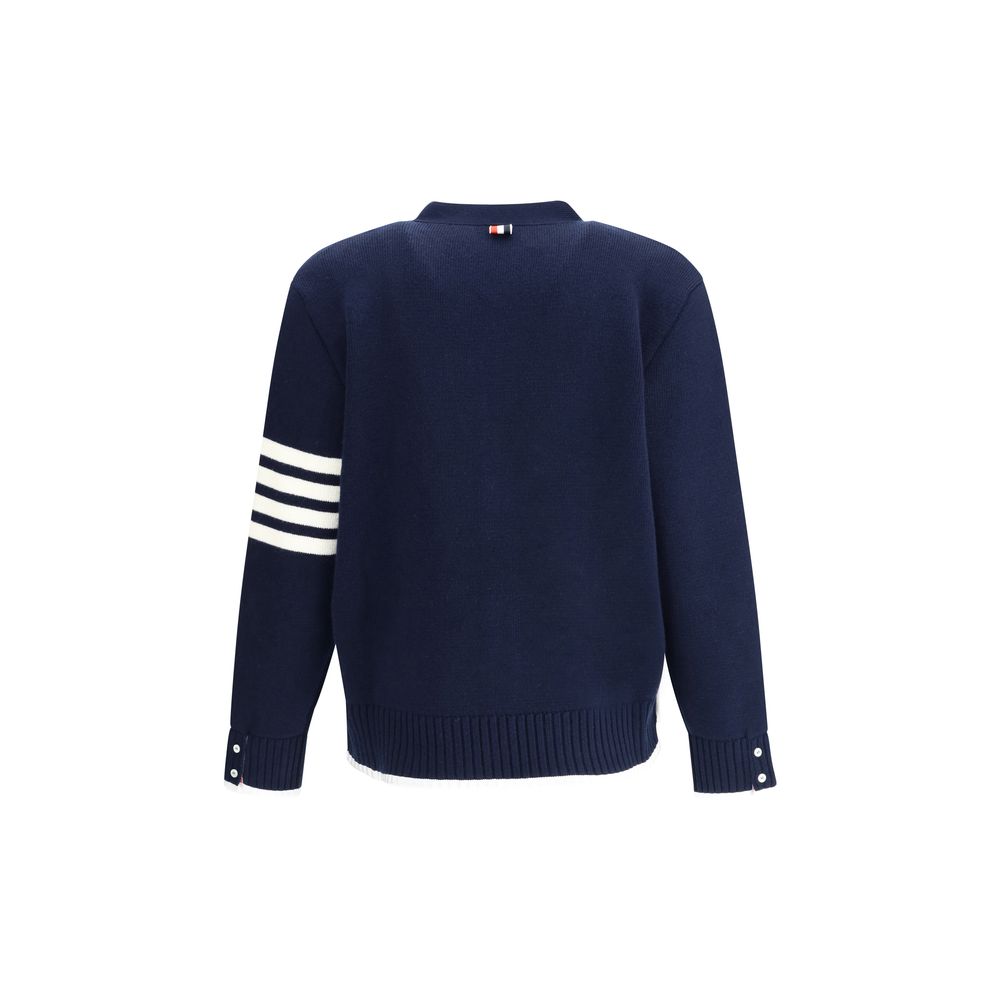 Thom Browne Blue Merino Wool Cardigan - Image 2