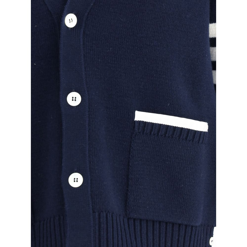 Thom Browne Blue Merino Wool Cardigan - Image 3